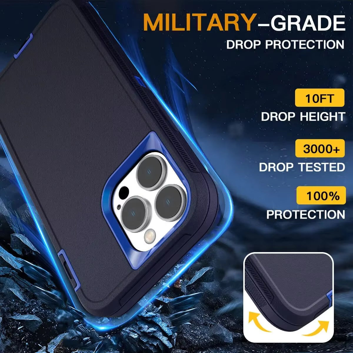 Robust Apple iPhone Case, MagSafe Compatible, Camera Lens & Screen Protection, Ultra Thin, Shockproof, Magnetic Full All Around Cover – 3-in-1 Defender Armor Rugged Case with Back Belt Clip & Full Body Protection