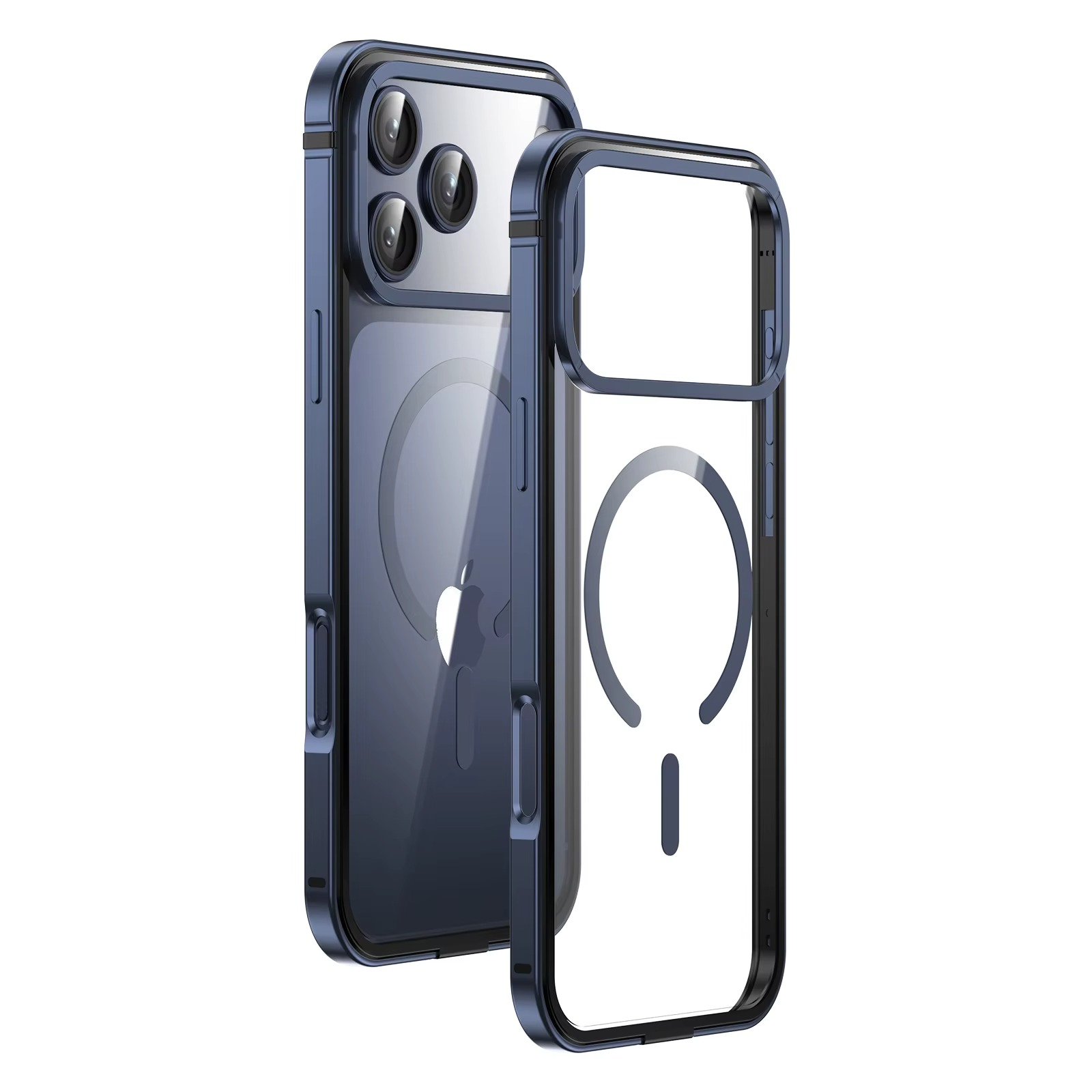 Premium Aluminum Alloy iPhone Case – MagSafe Compatible Magnetic Cover with Shockproof Frame, Transparent Back and Raised Camera Lens Protection