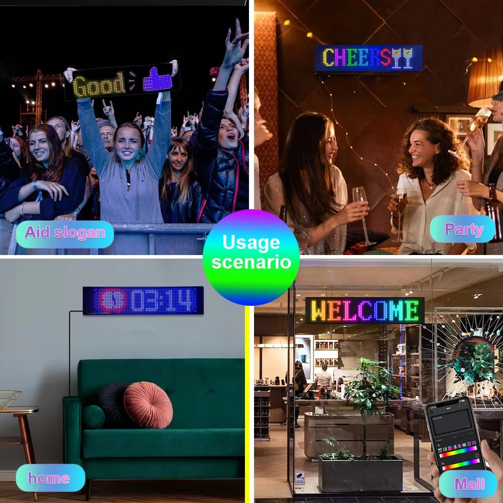 High Quality Flexible LED Matrix Panel with Bluetooth App Control, USB 5V Programmable Display Sign for Car, Storefronts
