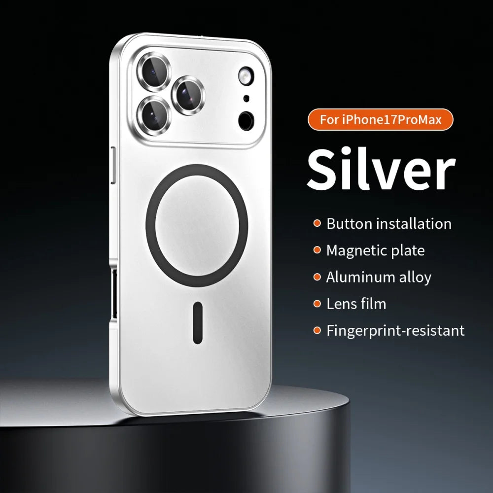 Premium iPhone Case MagSafe Compatible Magnetic Shockproof Cover with Camera Lens Protection Ultra Thin Full Protection Aluminum Metal Frame PC Back