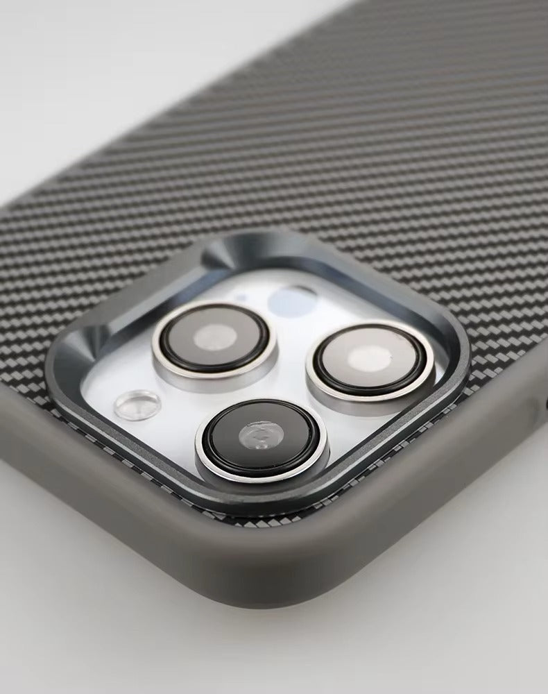 Luxury Apple iPhone Case, MagSafe Compatible, Camera Lens & Screen Protection, Ultra Thin, Shockproof, Magnetic Full All Around Cover – Carbon Fiber Texture Case with Soft Rubber Frame for Durable, Stylish Protection
