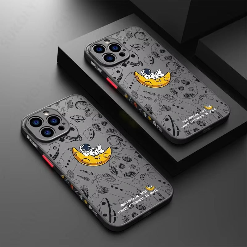 Robust Apple iPhone Case, MagSafe Compatible, Ultra Thin Screen Protection, Acrylic Matte Shell Featuring Astronaut Art