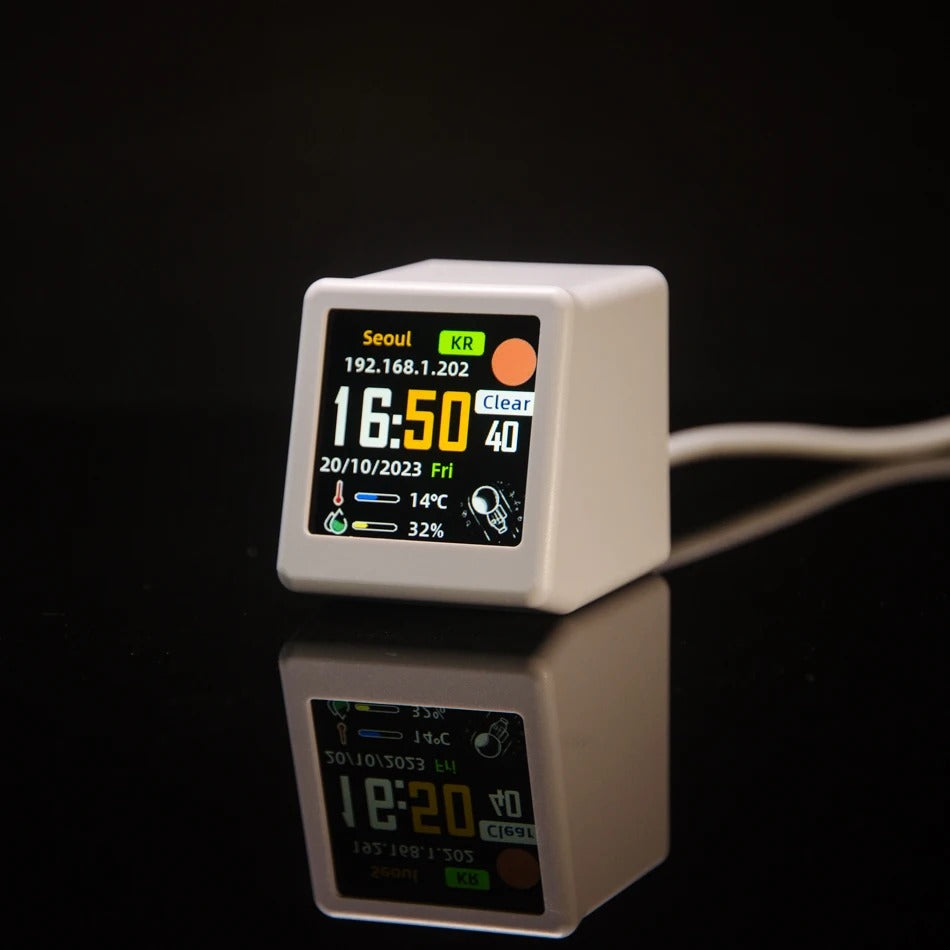 Premium Creative Smart WiFi Desktop Clock for iPhone –Mini Weather Display with Cute Animations, Electronic Photo Frame