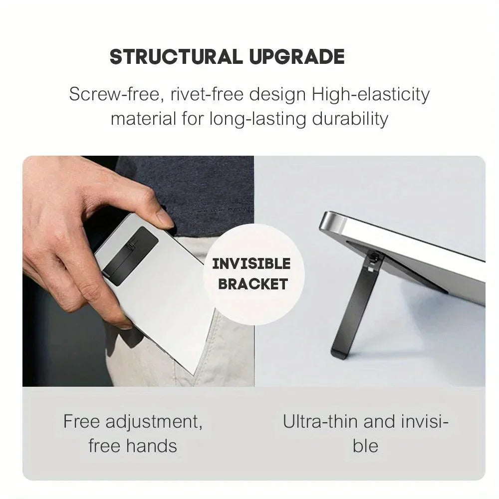 Premium Ultra-Thin Phone Holder Stand – 2PC Invisible Foldable Bracket, 0.6mm Stainless Steel Grip Mount, Dual-Angle Desktop Support for Smartphones