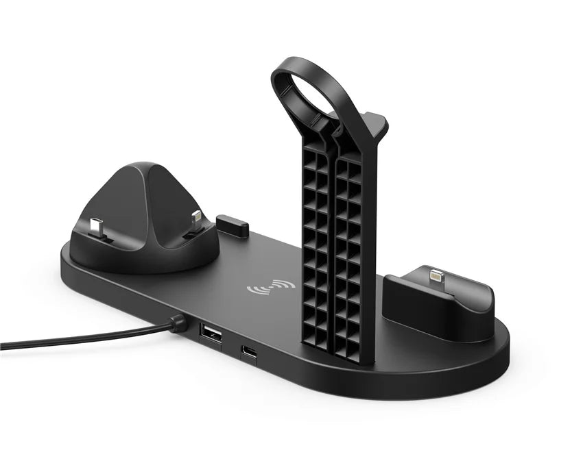 Premium 7-in-1 Wireless Charging Station for Apple iPhone, iOS & Android – Fast 30W Qi Charger Dock with USB-C, AirPods & Apple Watch Support, Multiple Device Charging, Overcharge Protection, Smart Charging Indicator