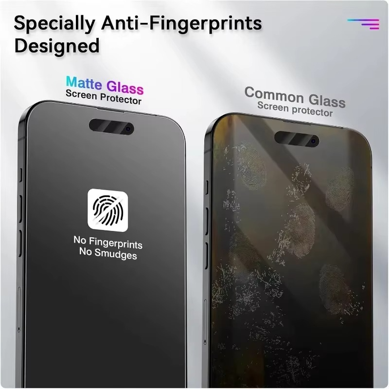 Premium Matte Privacy Screen Protector for iPhone – Anti-Spy Tempered Glass with Oleophobic Coating, Anti-Glare Protection and Easy Installation Frame