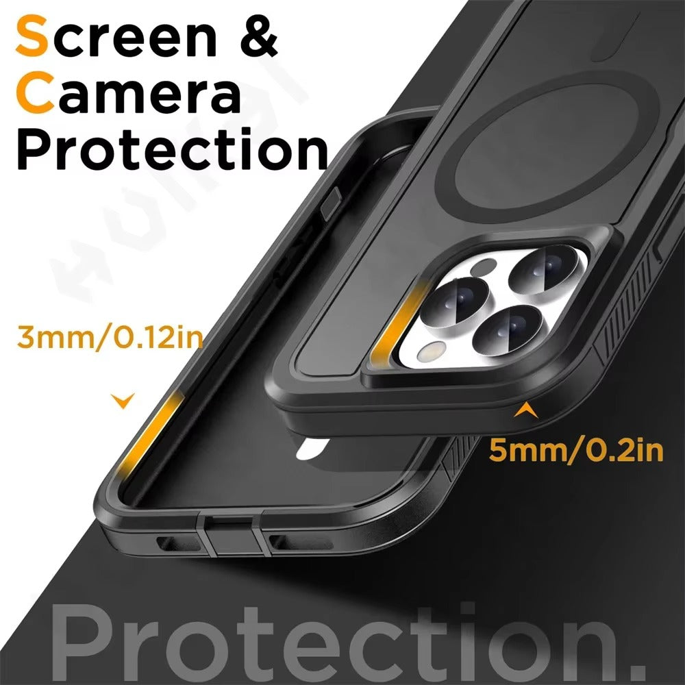 Luxury Apple iPhone Case MagSafe Compatible, Camera Lens & Screen Protection, Ultra Thin Shockproof Magnetic Full All Around Protection Cover with IP68 Metal Underwater Design