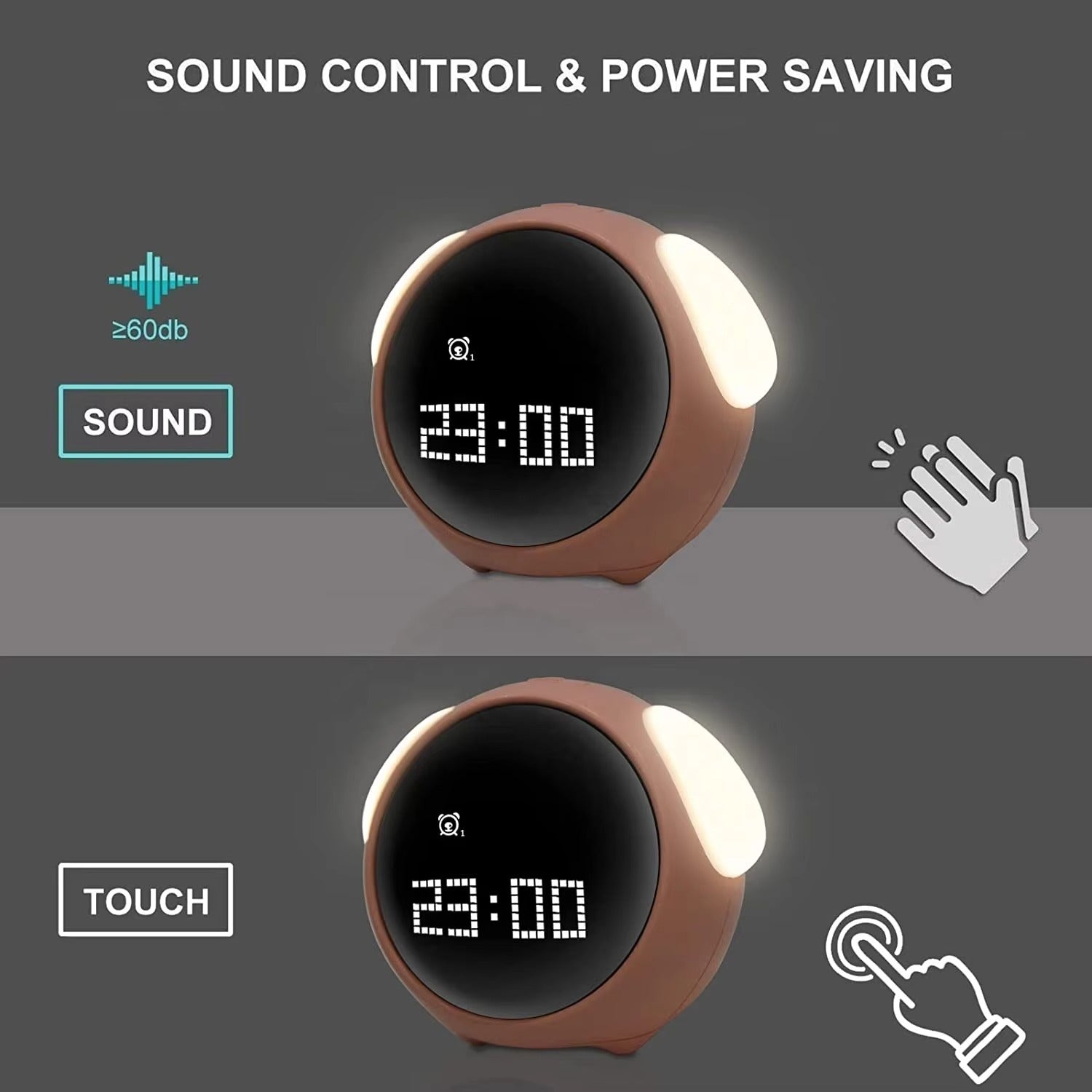 Luxury LED Digital Alarm Clock – Multifunction Voice Control Night Light with Snooze, Temperature Display, Dual Alarms, Music, Modern Home Design