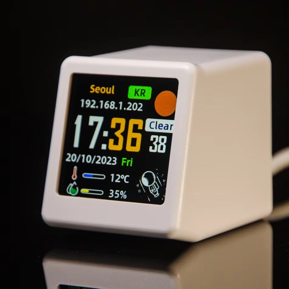 Premium Creative Smart WiFi Desktop Clock for iPhone –Mini Weather Display with Cute Animations, Electronic Photo Frame