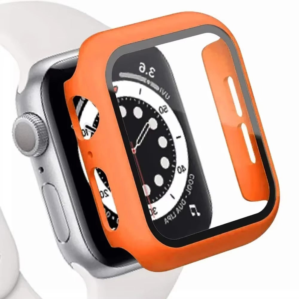 Tempered Glass Screen Protector Case – Full Cover Shockproof Bumper with Ultra-Clear Touch Glass, Compatible with 38mm to 45mm Smartwatches