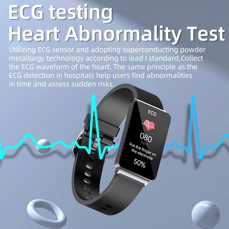 Premium Non-Invasive Blood Glucose Smartwatch – ECG, Heart Rate, Blood Pressure, Oxygen & Temperature Monitor, Waterproof Fitness Tracker with Touchscreen