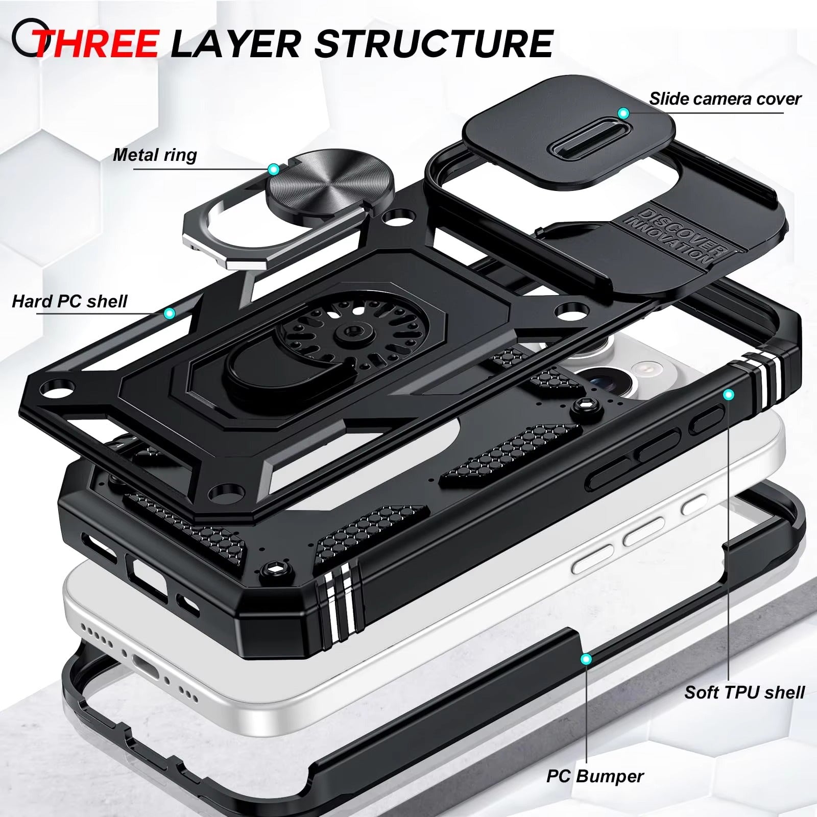 Robust Apple iPhone Case, MagSafe Compatible, Camera Lens and Screen Protection, Ultra Thin, Shockproof, Magnetic, Full All Around Protection, Slide Rotating Armor Cover