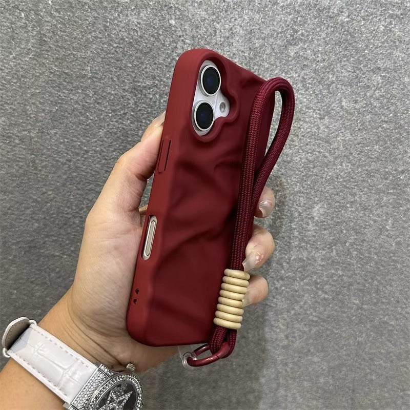Premium Apple iPhone Case, MagSafe Compatible, Camera Lens & Screen Protection, Ultra Thin, Shockproof, Magnetic Full All Around Cover – Matte Wrinkle Silicone Case with Soft Back & Wrist Strap