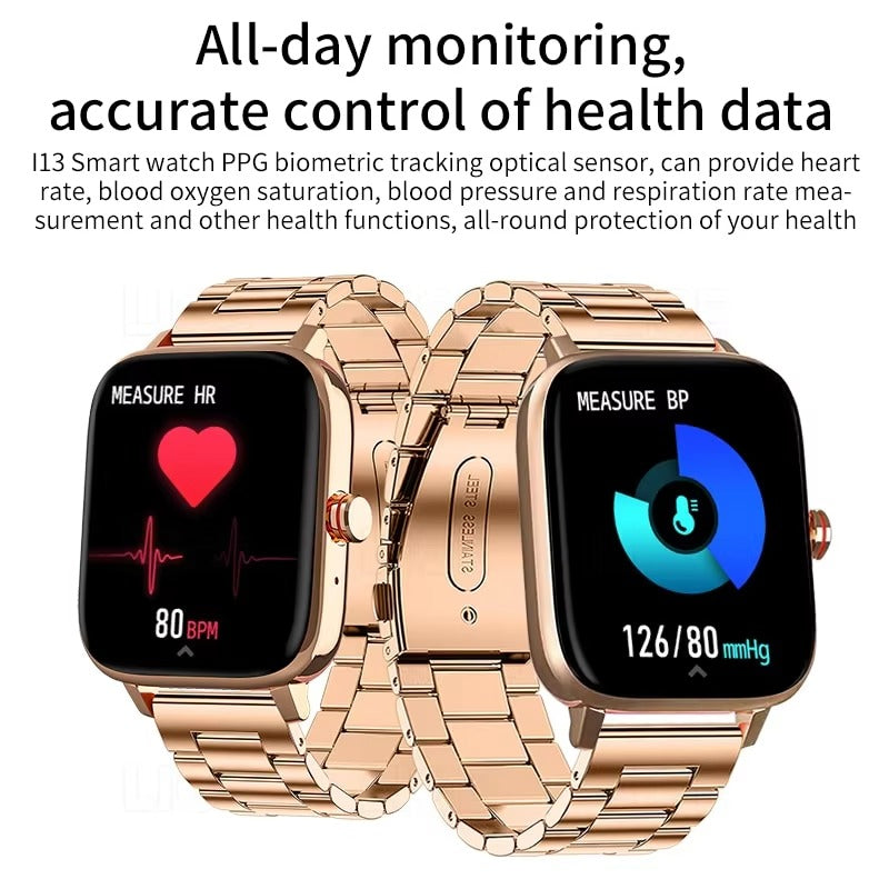 Premium Smartwatch for iPhone – Custom Dial Bluetooth Watch for Men & Women, Full Touchscreen Fitness Bracelet with Waterproof
