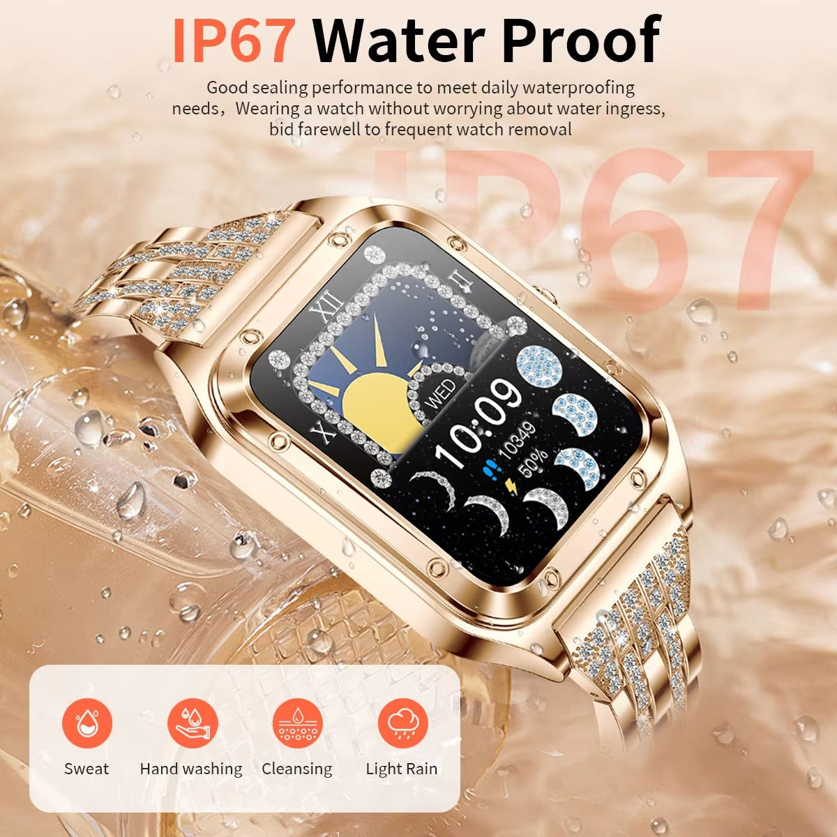 Luxury Women’s Smartwatch for iPhone – Bluetooth Call Fitness Tracker with Blood Pressure Monitor, Waterproof Sport Mode