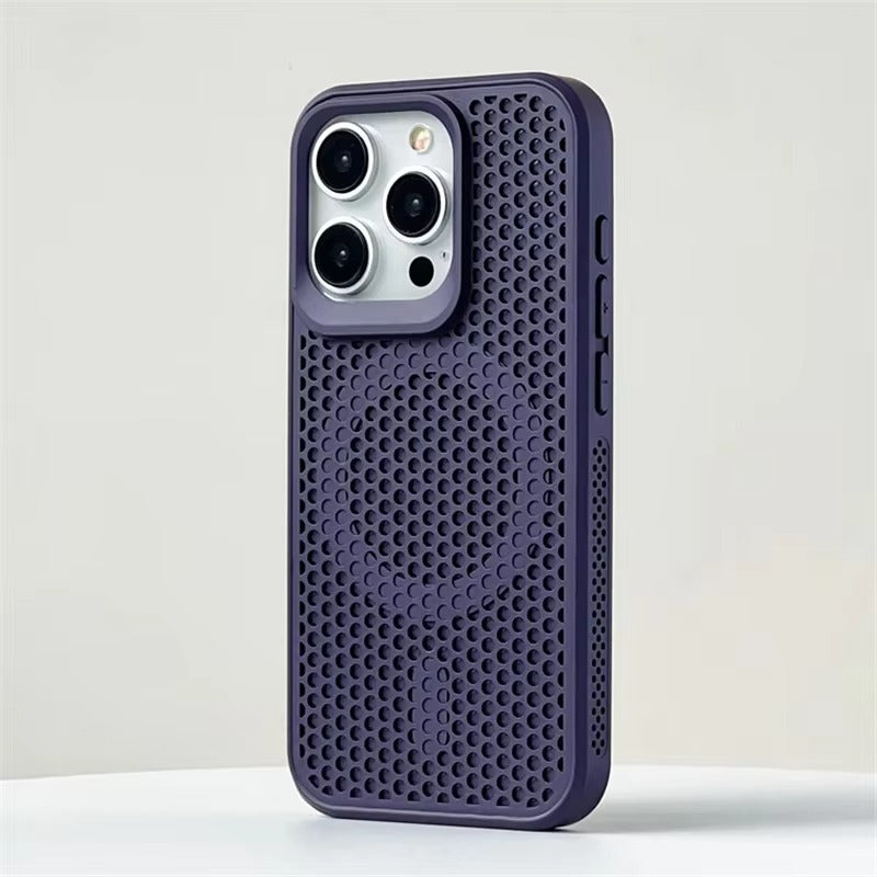 Luxury Apple iPhone Case, MagSafe Compatible, Camera Lens & Screen Protection, Ultra Thin, Shockproof, Magnetic Full All Around Cover – Matte Hard PC Case with Heat Dissipation Holes & Wireless Charging Support