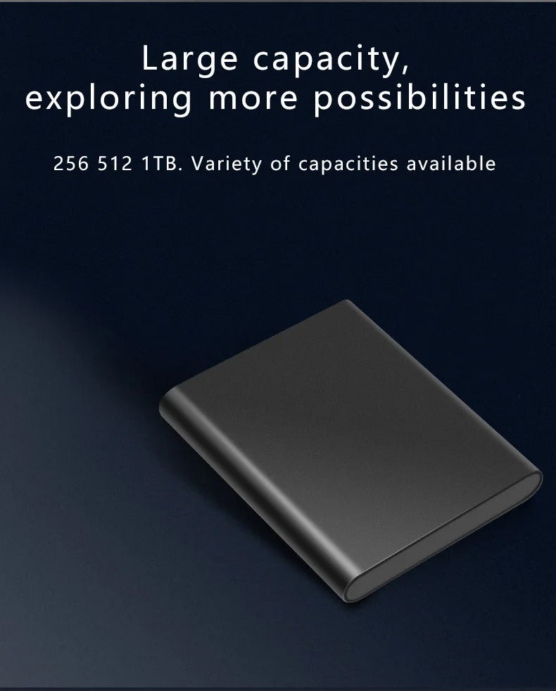 High-Speed External SSD 1TB 2TB – Portable USB 3.1 Solid State Drive, Ultra Slim, Shockproof, Waterproof, Type-C & USB Compatible for Mac/Windows PCs