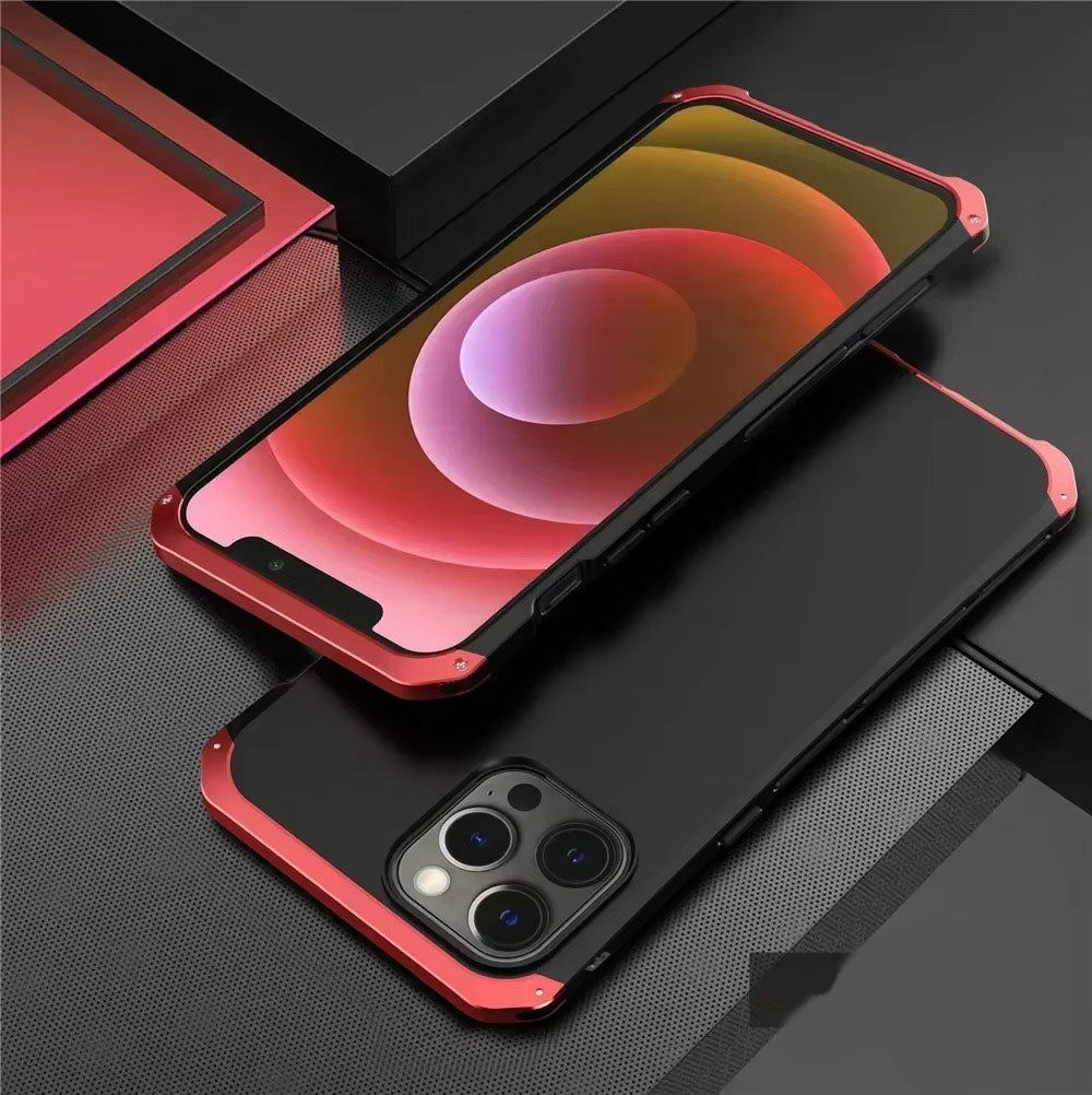 Robust Apple iPhone Case, MagSafe Compatible, Camera Lens & Screen Protection, Ultra Thin, Shockproof, Magnetic Full All Around Cover – Shockproof Metal Armor Case with Aluminum + PC Shell for Rugged Durability