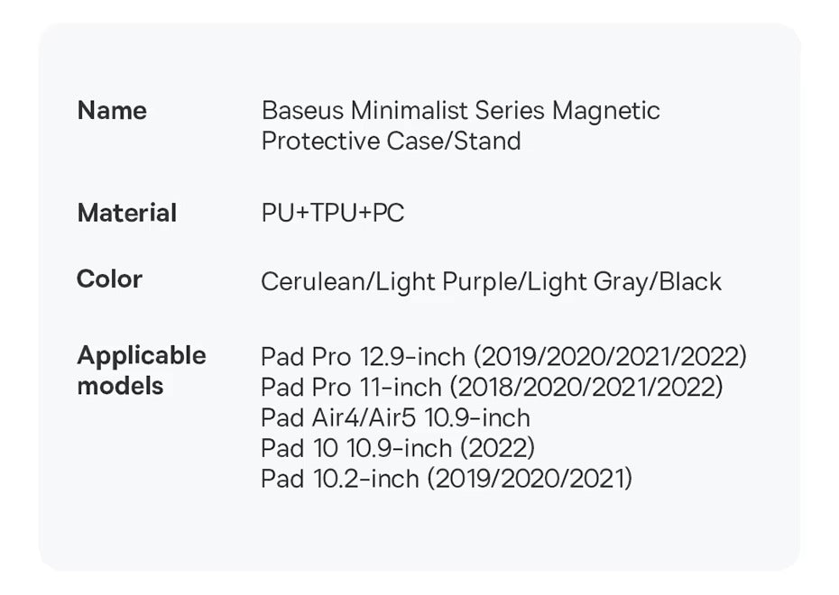 Premium Magnetic iPad Case with Pencil Holder – Slim Smart Cover with Auto SleepCompatible with 10.2", 10.9", 11", 12.9" Tablets