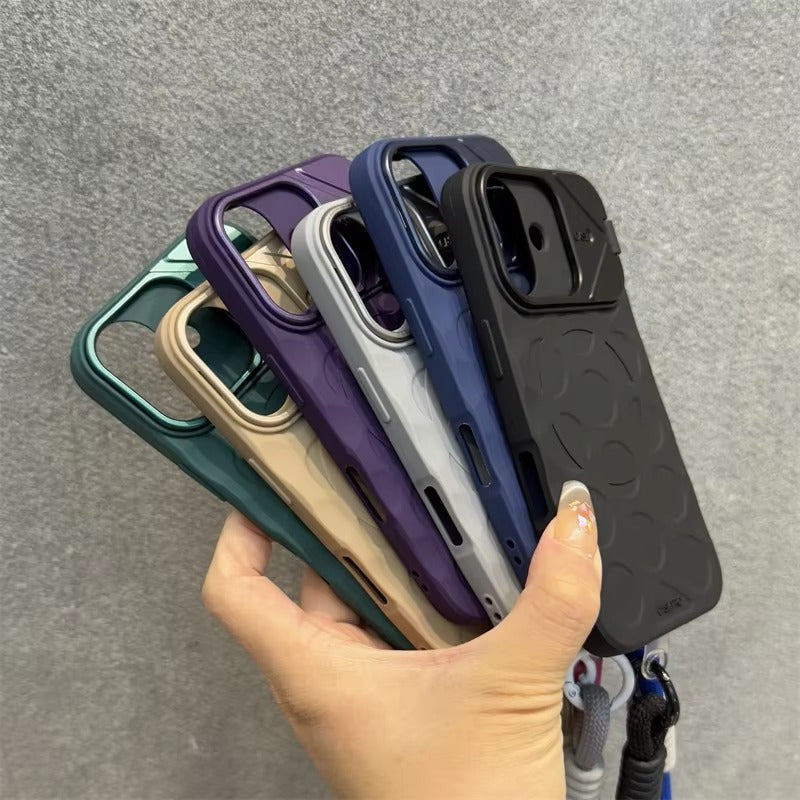 Premium Apple iPhone Case, MagSafe Compatible, Camera Lens & Screen Protection, Ultra Thin, Shockproof, Magnetic Full All Around Cover – Foldable Camera Stand Case with Wrist Strap & Magnetic Bracket