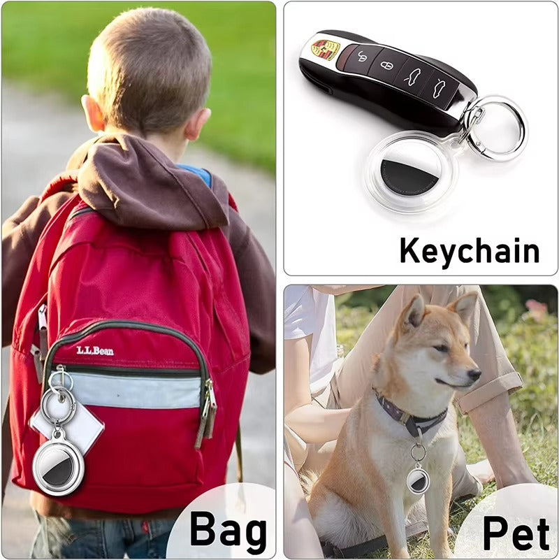 Premium Transparent Waterproof TPU AirTag Case – Full Protective Shell with Anti-Lost Keychain, Shockproof Pet Collar Tracker Cover