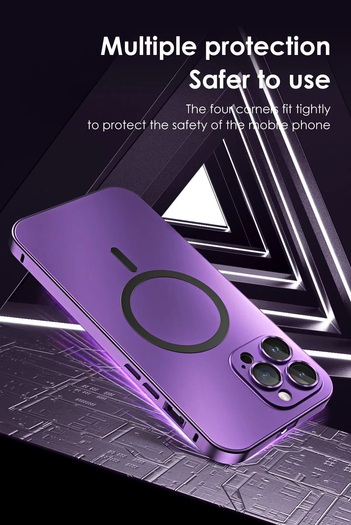 Luxury Apple iPhone Case, MagSafe Compatible, Camera Lens & Screen Protection, Ultra Thin, Shockproof, Magnetic Full All Around Cover – Metal Frame Case with Aluminum PC Back Panel for Sleek Durable Protection
