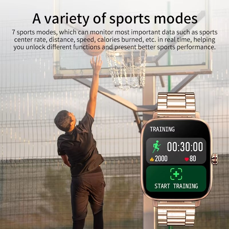 Premium Smartwatch for iPhone – Custom Dial Bluetooth Watch for Men & Women, Full Touchscreen Fitness Bracelet with Waterproof