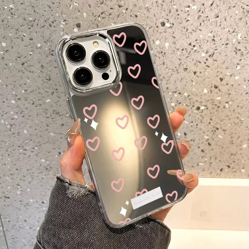 Luxury Apple iPhone Case, MagSafe Compatible, Camera Lens and Screen Protection, Ultra Thin, Shockproof, Magnetic, Full All Around Protection, Heart Mirror Soft Cover