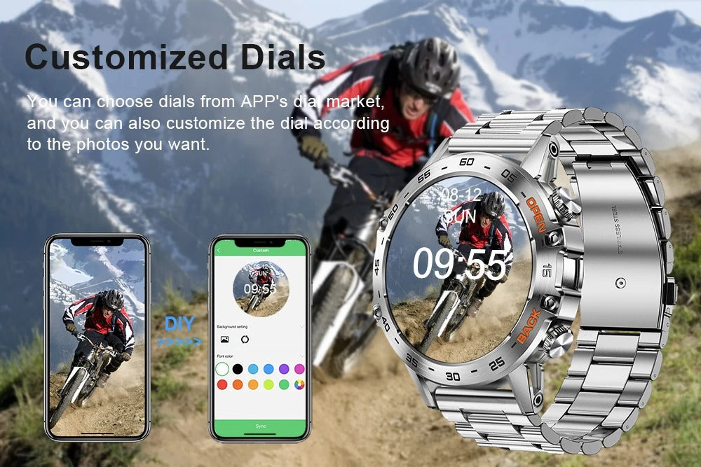 Luxury Bluetooth Call Smartwatch for iPhone – 1.39" Full Touch Fitness Tracker with Steel Band, IP67 Waterproof Health Watch