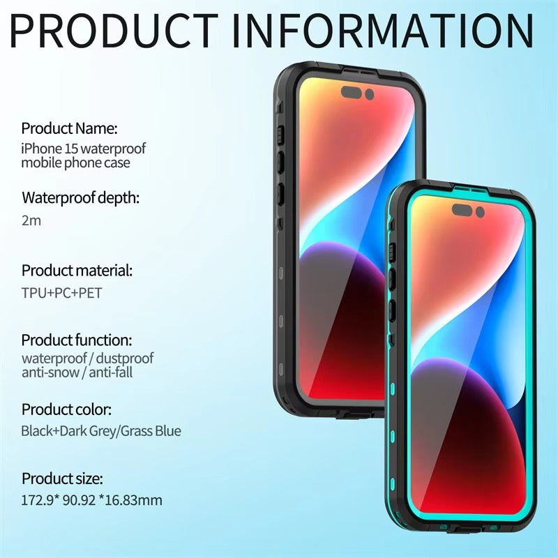 High Quality Apple iPhone Case MagSafe Compatible, Camera Lens & Screen Protection, Ultra Thin Shockproof Magnetic Full All Around Protection Cover with IP68 Transparent Rope Design