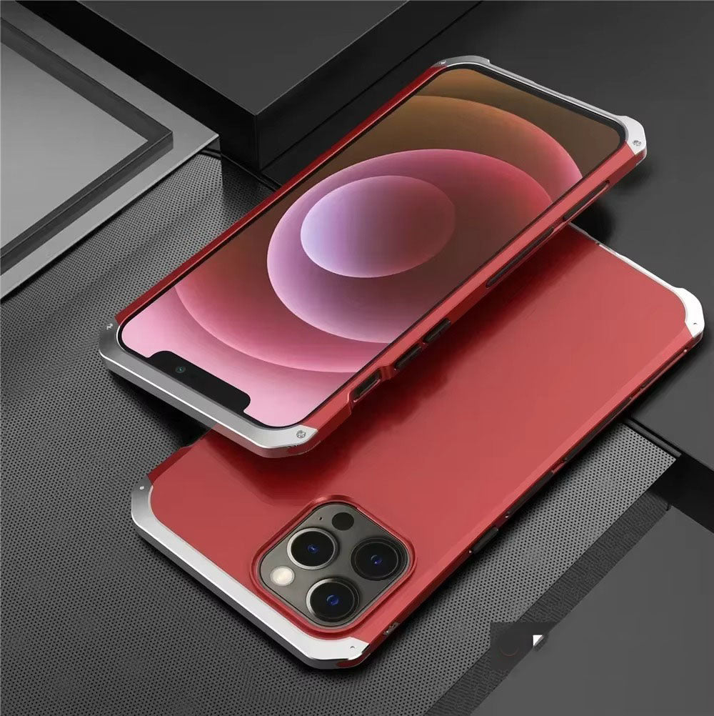 Robust Apple iPhone Case, MagSafe Compatible, Camera Lens & Screen Protection, Ultra Thin, Shockproof, Magnetic Full All Around Cover – Shockproof Metal Armor Case with Aluminum + PC Shell for Rugged Durability