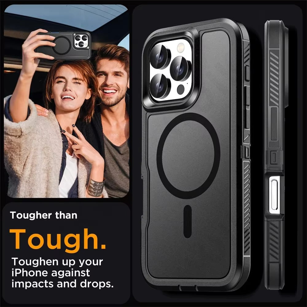 Luxury Apple iPhone Case MagSafe Compatible, Camera Lens & Screen Protection, Ultra Thin Shockproof Magnetic Full All Around Protection Cover with IP68 Metal Underwater Design