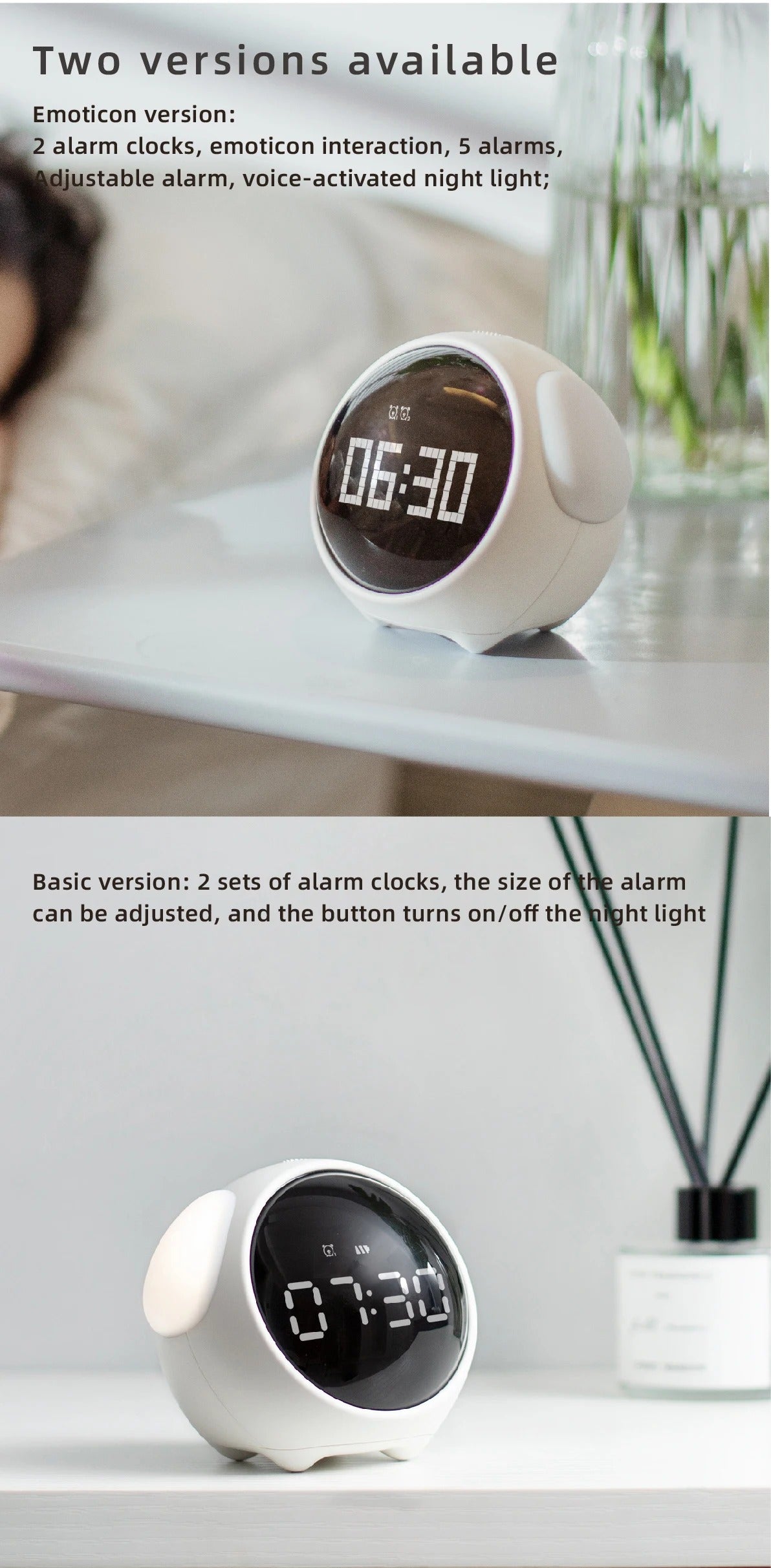 Luxury LED Digital Alarm Clock – Multifunction Voice Control Night Light with Snooze, Temperature Display, Dual Alarms, Music, Modern Home Design