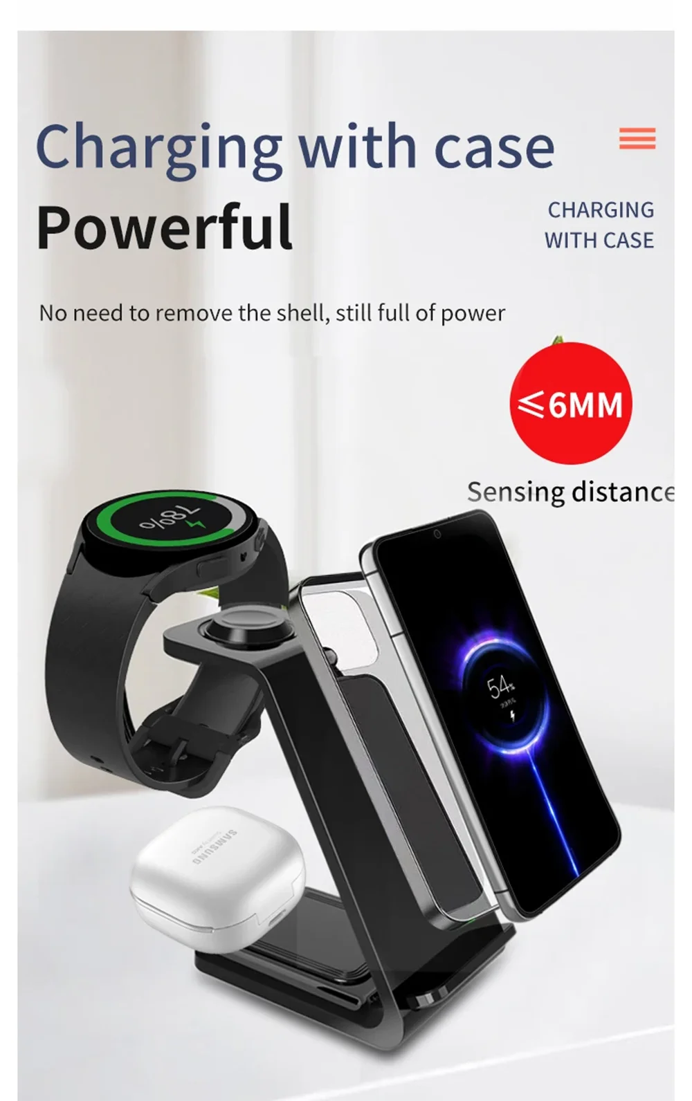 Premium 30W 3 in 1 Wireless Charging Station – Fast Charger Stand for iPhone, Apple Watch, AirPods with Dual Coil Design, Case Friendly & Safe Charging