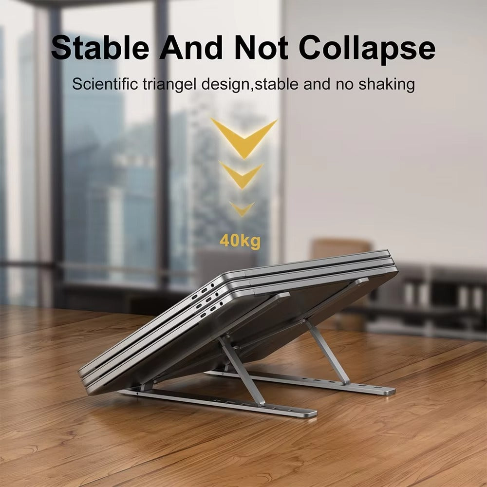 Premium Foldable Aluminum Laptop Stand – Portable Notebook Holder for MacBook Air, Pro, and PC, Adjustable Computer Support Bracket for Desk or Travel