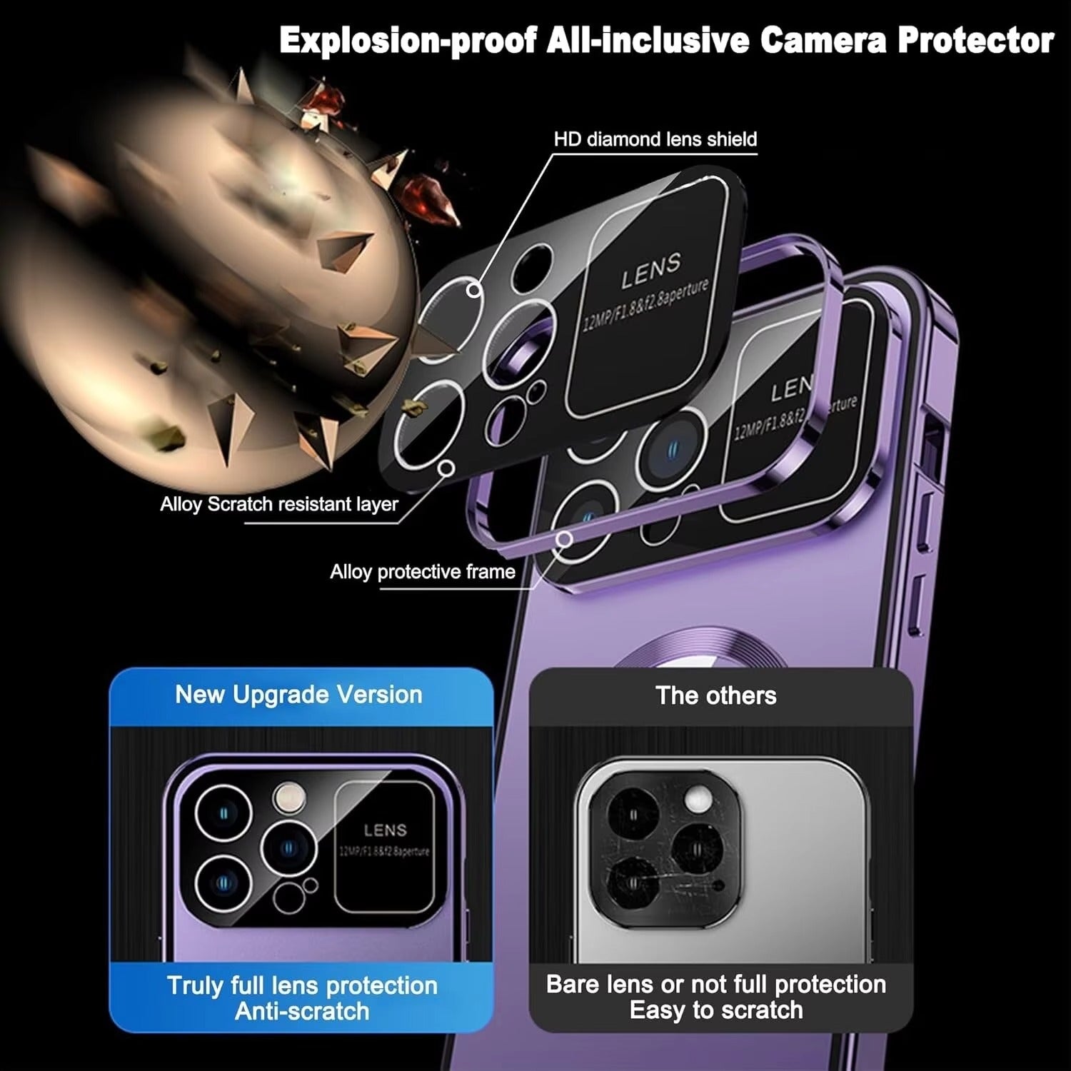 Premium Apple iPhone Case, MagSafe Compatible, Camera Lens & Screen Protection, Ultra Thin, Shockproof, Magnetic Full All Around Cover – Large Window Privacy Case with Magnetic Frosted Glass Back & Wireless Charging Support