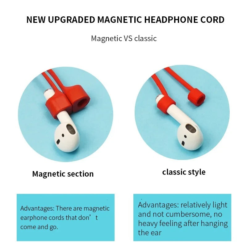 High Quality Magnetic Anti-Lost AirPods Strap – Silicone Neckband Cord for AirPods Pro 3 2 1, Wireless Earbuds Holder with Secure Fit, Lightweight & Durable