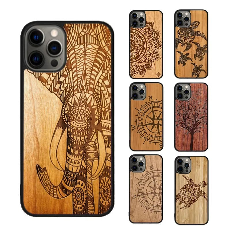 Luxury Apple iPhone Case, MagSafe Compatible, Camera Lens Protection, Magnetic, Full All Around Protection, Bamboo Wood Cover