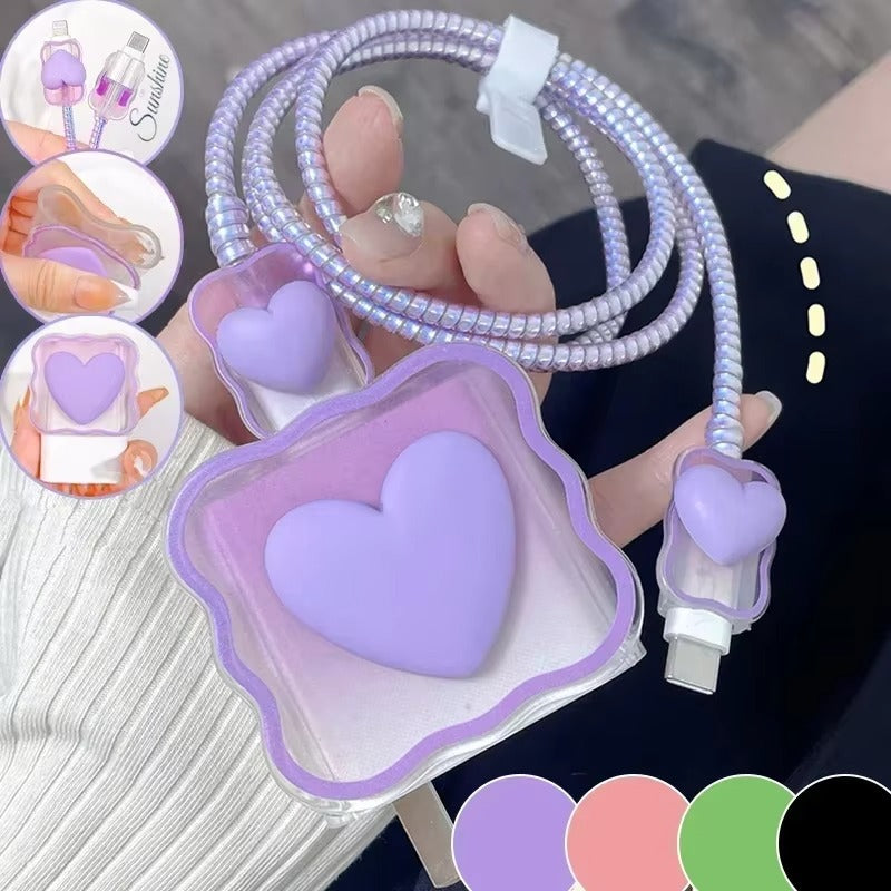 High Quality Heart-Shaped Charger Protector – Silicone Anti-Break, Scratch-Proof Cover Sleeve for Apple 18W, 20W Adapters,