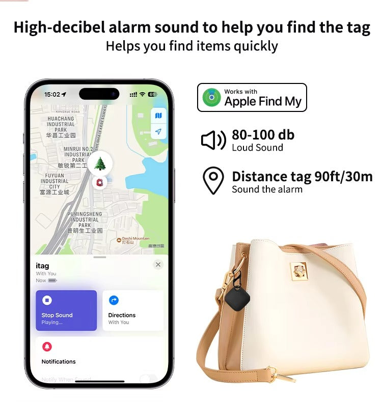 High Quality Bluetooth Smart Tracker – Mini GPS Tag with Keychain Ring, Anti-Lost Finder for Keys Works with iOS Devices