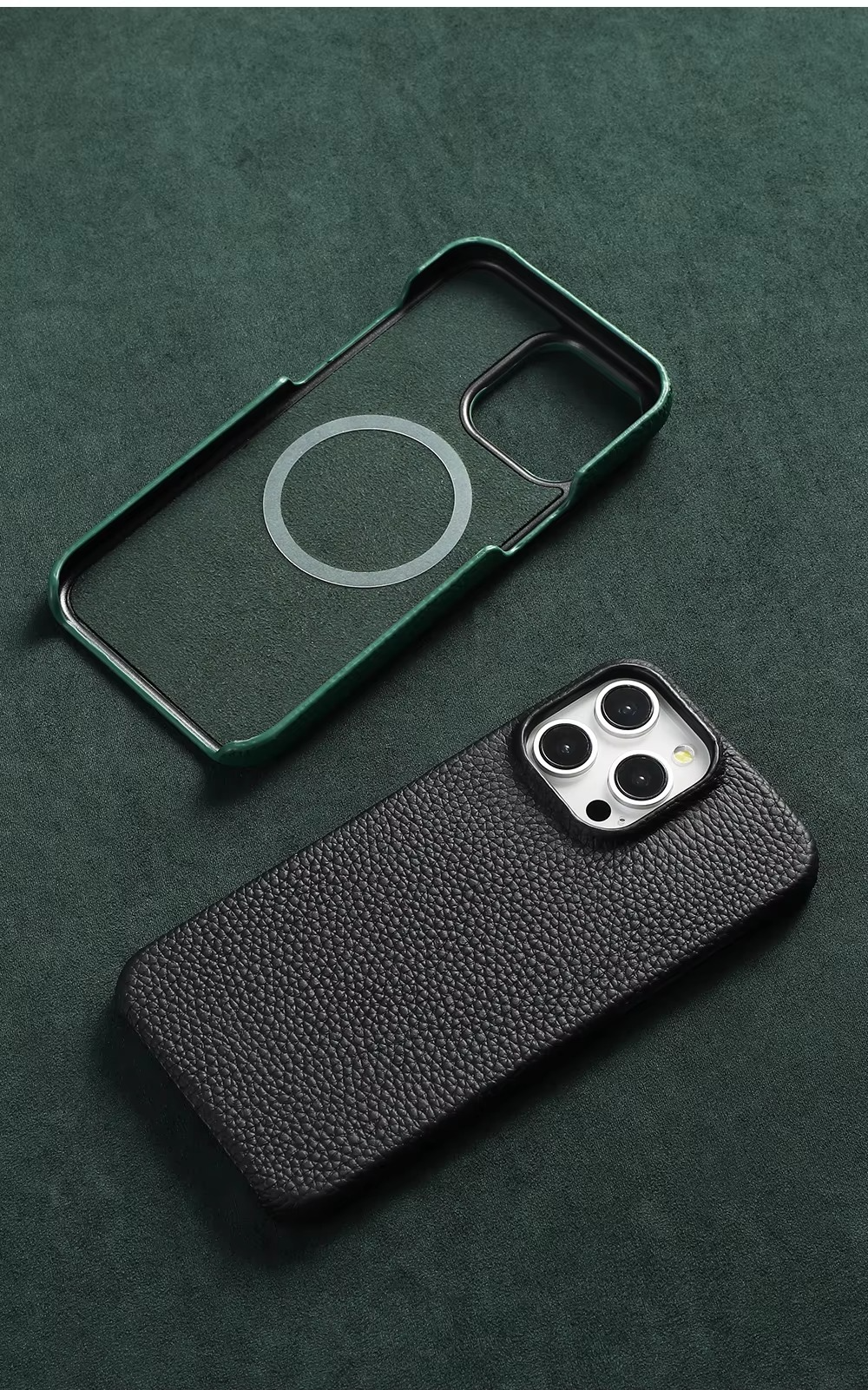 Luxury Natural Cowhide Leather MagSafe iPhone Case – Lychee Texture, Durable & Stylish Phone Back Cover | Case for iPhone