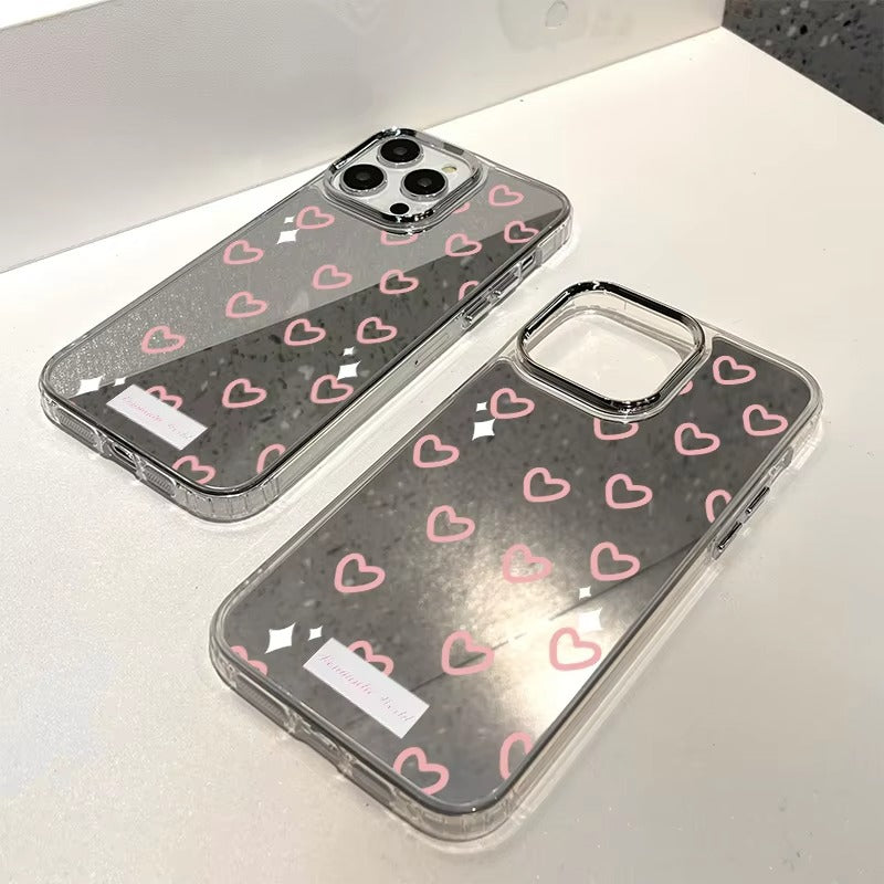 Luxury Apple iPhone Case, MagSafe Compatible, Camera Lens and Screen Protection, Ultra Thin, Shockproof, Magnetic, Full All Around Protection, Heart Mirror Soft Cover