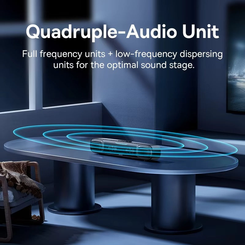 Premium Mini Bluetooth Soundbar for iPhone & Mac – Desk Speaker with 3D Surround Audio, Triple-Mode Playback, Subwoofer