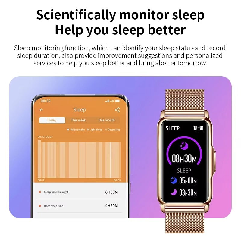 Luxury Smartwatch for Women with Bluetooth Calling – Full Touchscreen Fitness Tracker for iPhone, IP67 Waterproof, Heart Rate