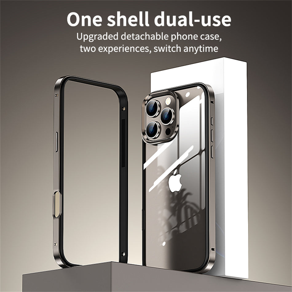 Luxury 2-in-1 Clear Acrylic iPhone Case - Ultra-Thin Aluminum Metal Lens Frame, Alloy Bumper, Design | Case for iPhone