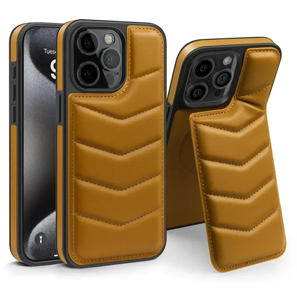 Premium MagSafe Leather iPhone Case – Magnetic Wireless Charging, Card Holder Wallet, Shockproof Protection, Sleek Design for iPhone Models