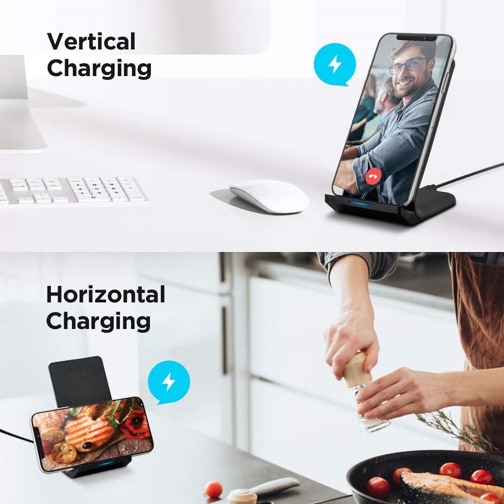 Premium 100W Wireless Charger Stand Fast Charging Station Pad for Apple iPhone, iOS, Android Smartphones – Type-C, Qi Dock, Dual Coil, Safety Features