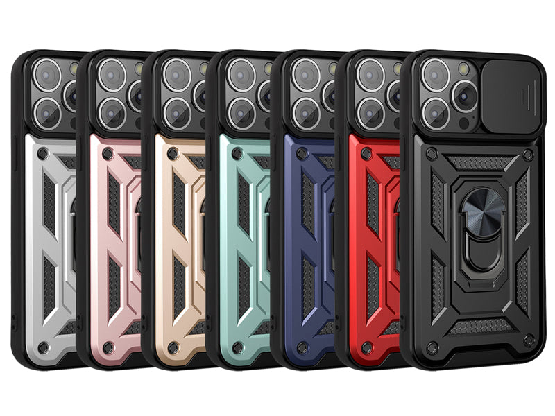 Shockproof Armor iPhone Case – Slide Camera Lens Protection, Rugged Full-Body Cover for iPhone Models