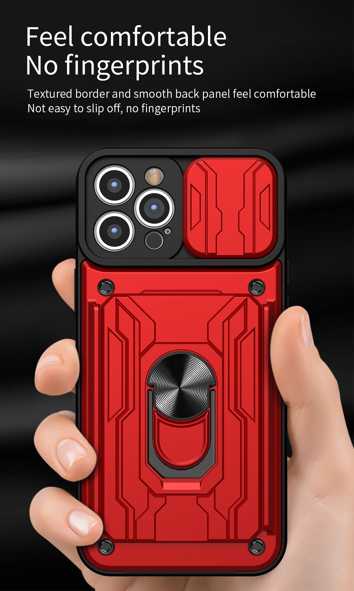 Hidden Slide Card Slot iPhone Case – Lens Protection, Magnetic Ring Stand, Shockproof Cover for iPhone Models