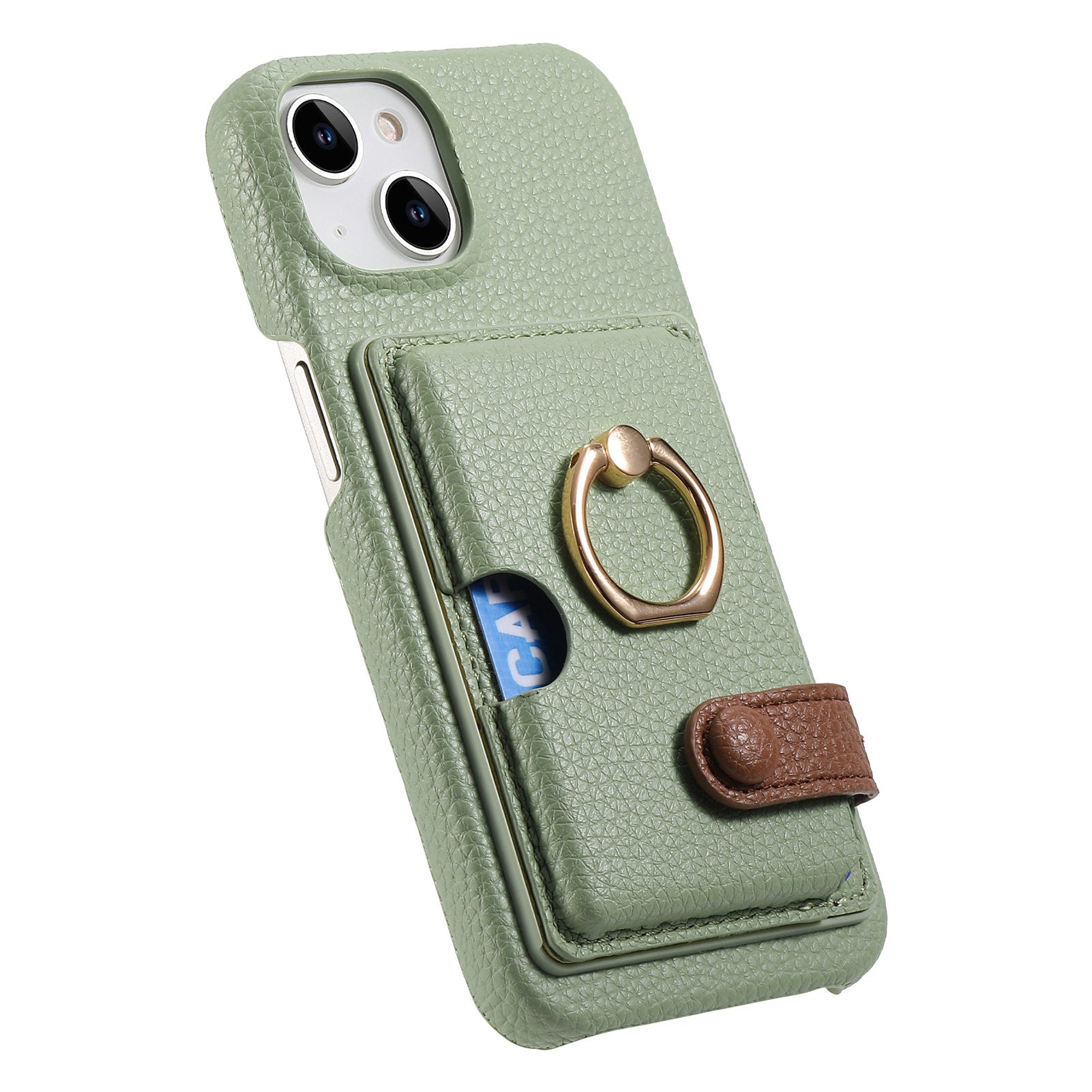 Premium Leather Ring Stand Wallet iPhone Case Card Holder, Magnetic Closure, and Kickstand Support for Hands-Free Convenience
